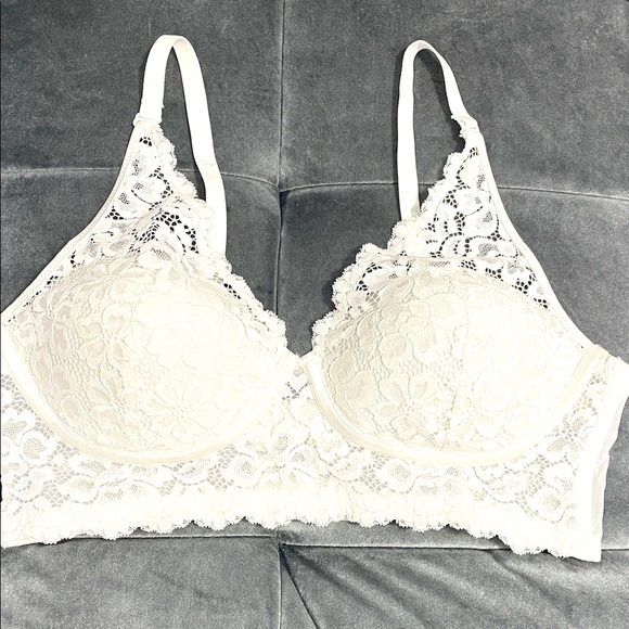 Maidenform Women’s Comfort White Lace Halter Bralette Size 38 B - Picture 2 of 5